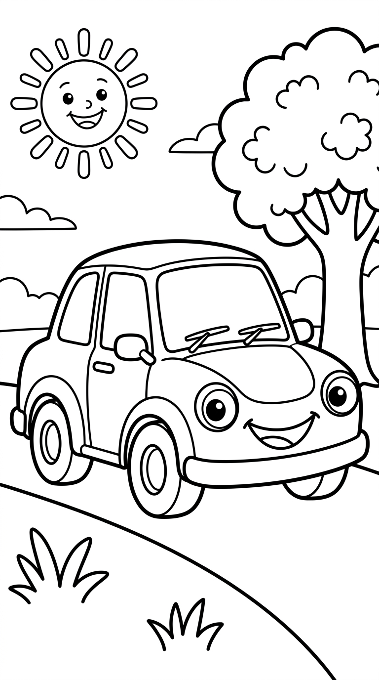 Kleurplaat auto — gratis printen (pdf)