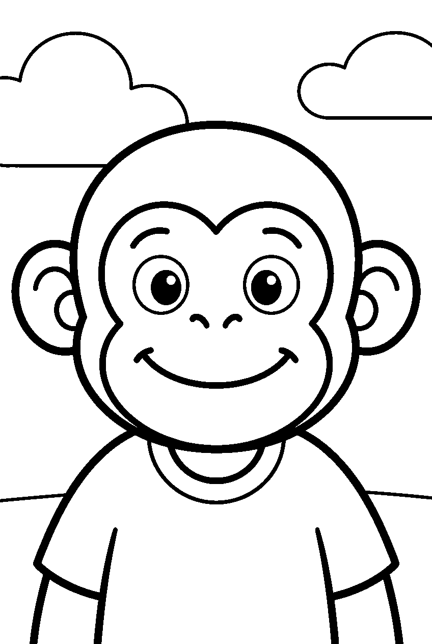 kleurplaat aap — groot portret