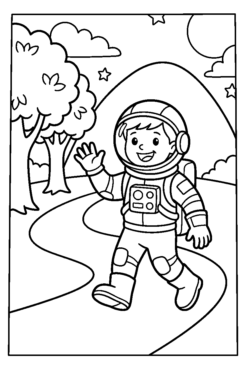 kleurplaat astronaut — op avontuur
