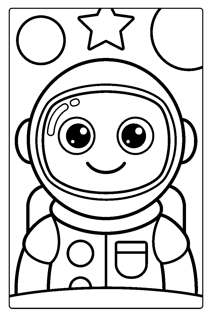 kleurplaat astronaut — groot portret