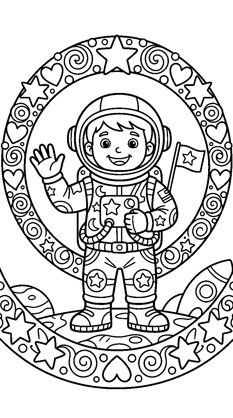 kleurplaat astronaut — met versiering