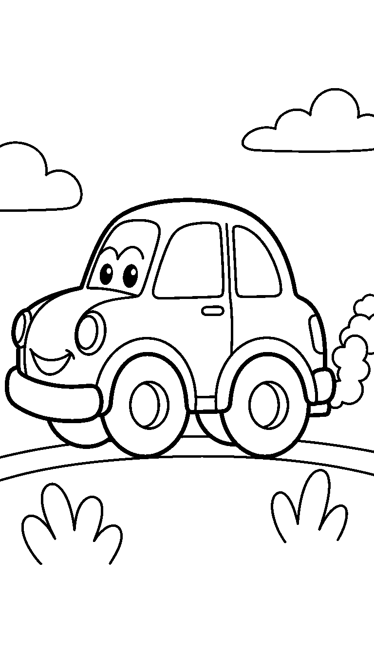 kleurplaat auto — groot en simpel