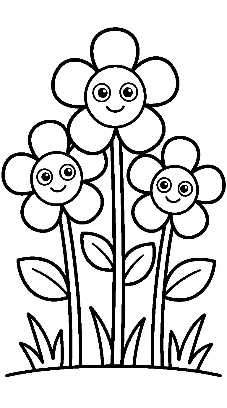 kleurplaat bloemen — groot op de pagina