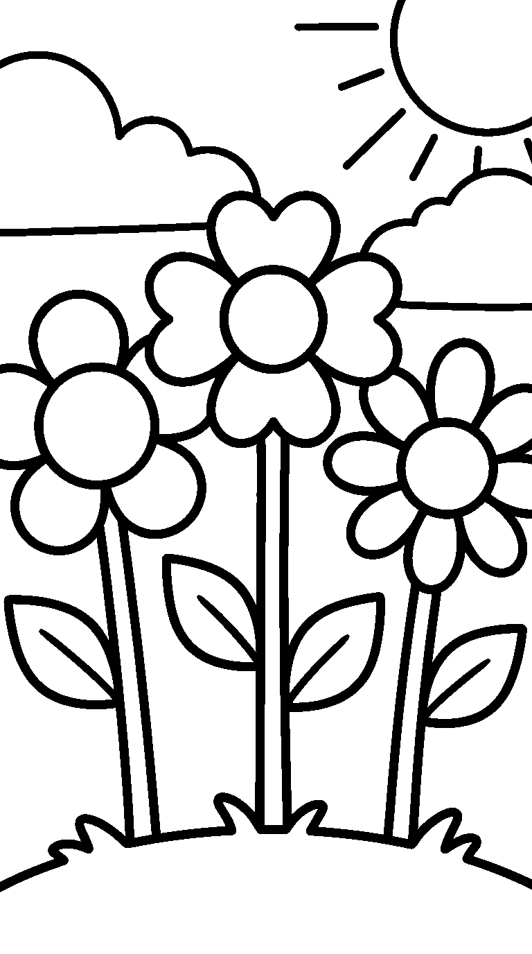 kleurplaat bloemen — heel simpel