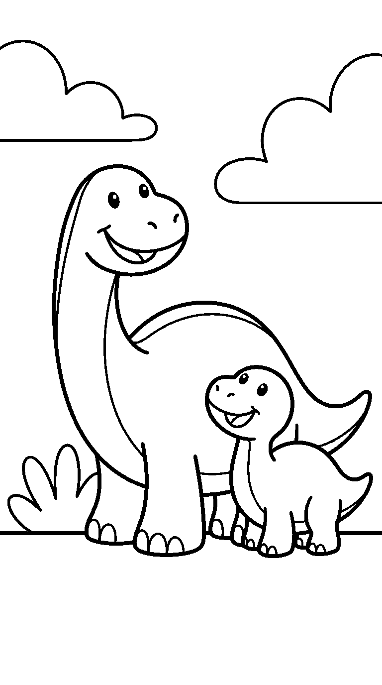 kleurplaat dinosaurus — met een jong