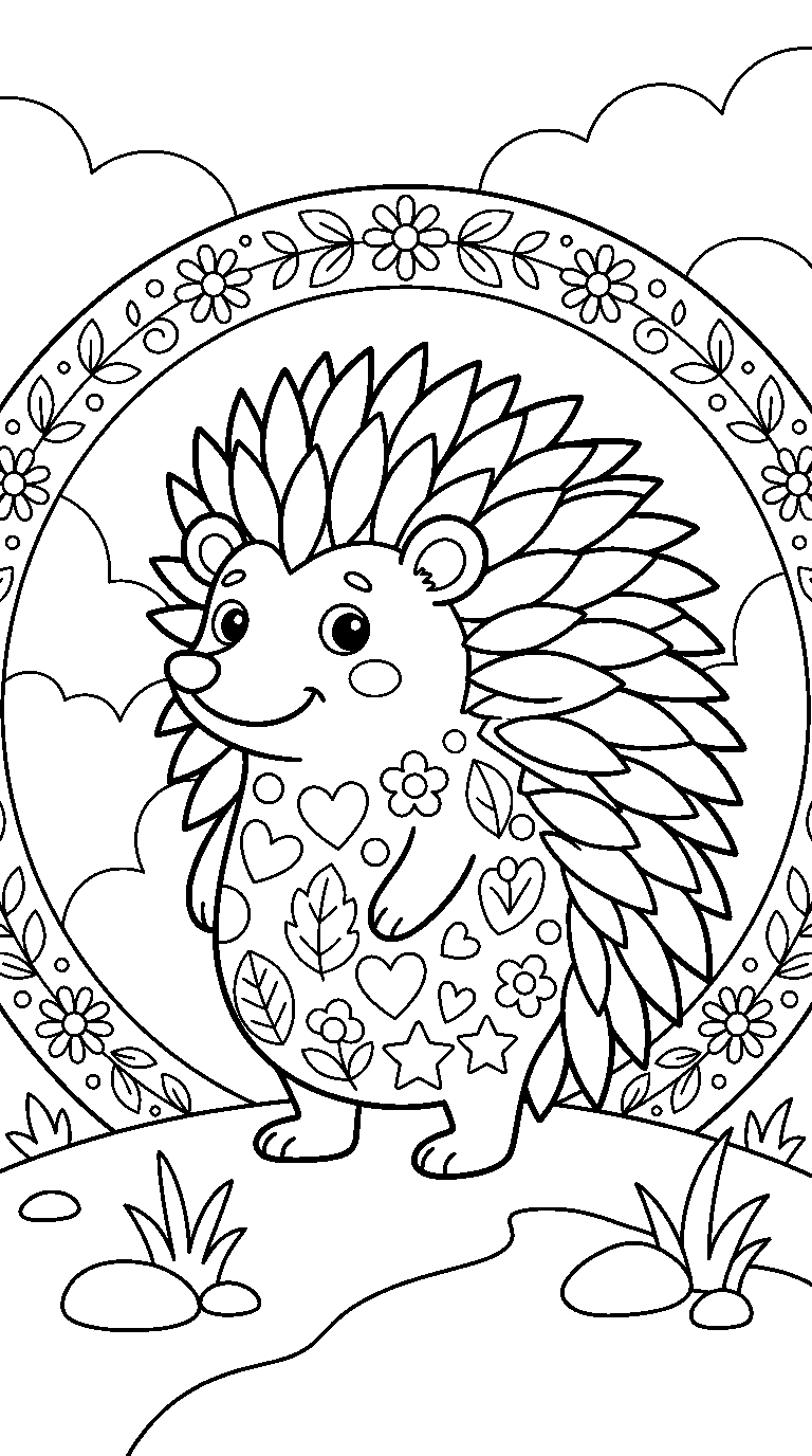 kleurplaat egel — met versiering