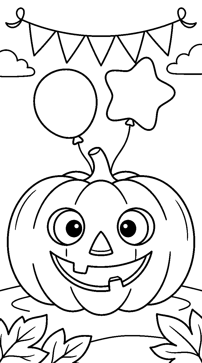 kleurplaat halloween — met ballonnen