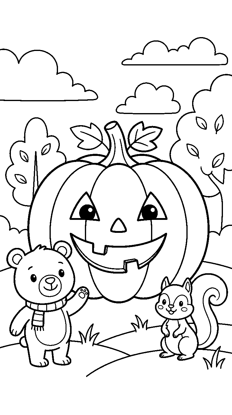 kleurplaat halloween — met twee diertjes