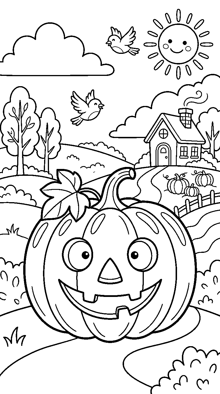 kleurplaat halloween — in het landschap