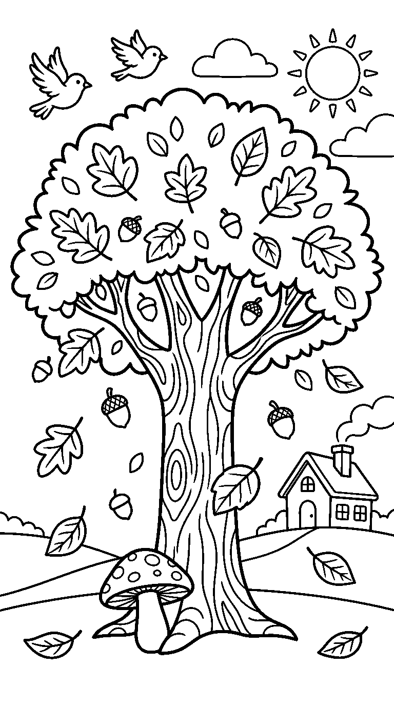 kleurplaat herfst — in het landschap