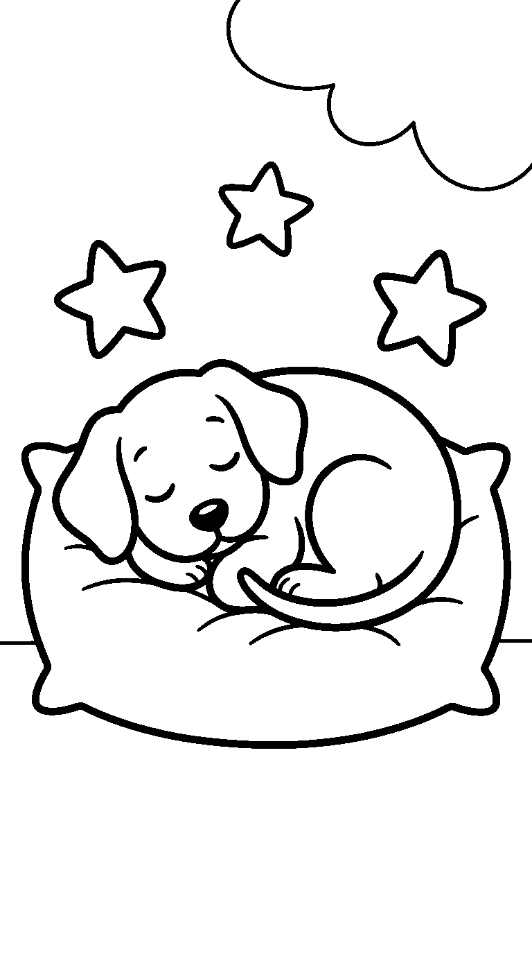 kleurplaat hond — lekker slapen