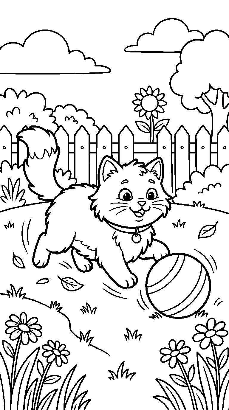 kleurplaat kat — met een bal