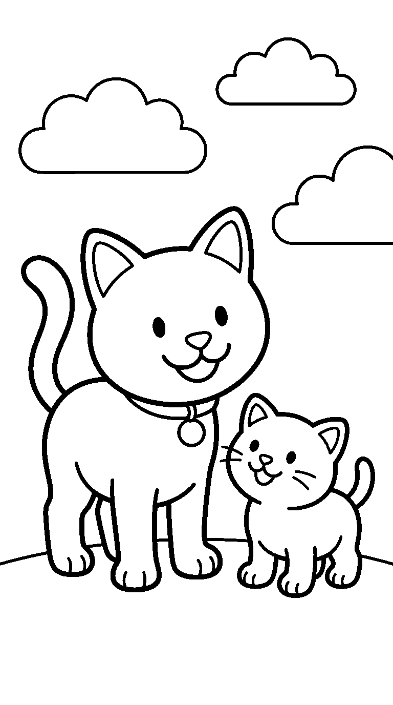 kleurplaat kat — met een jong