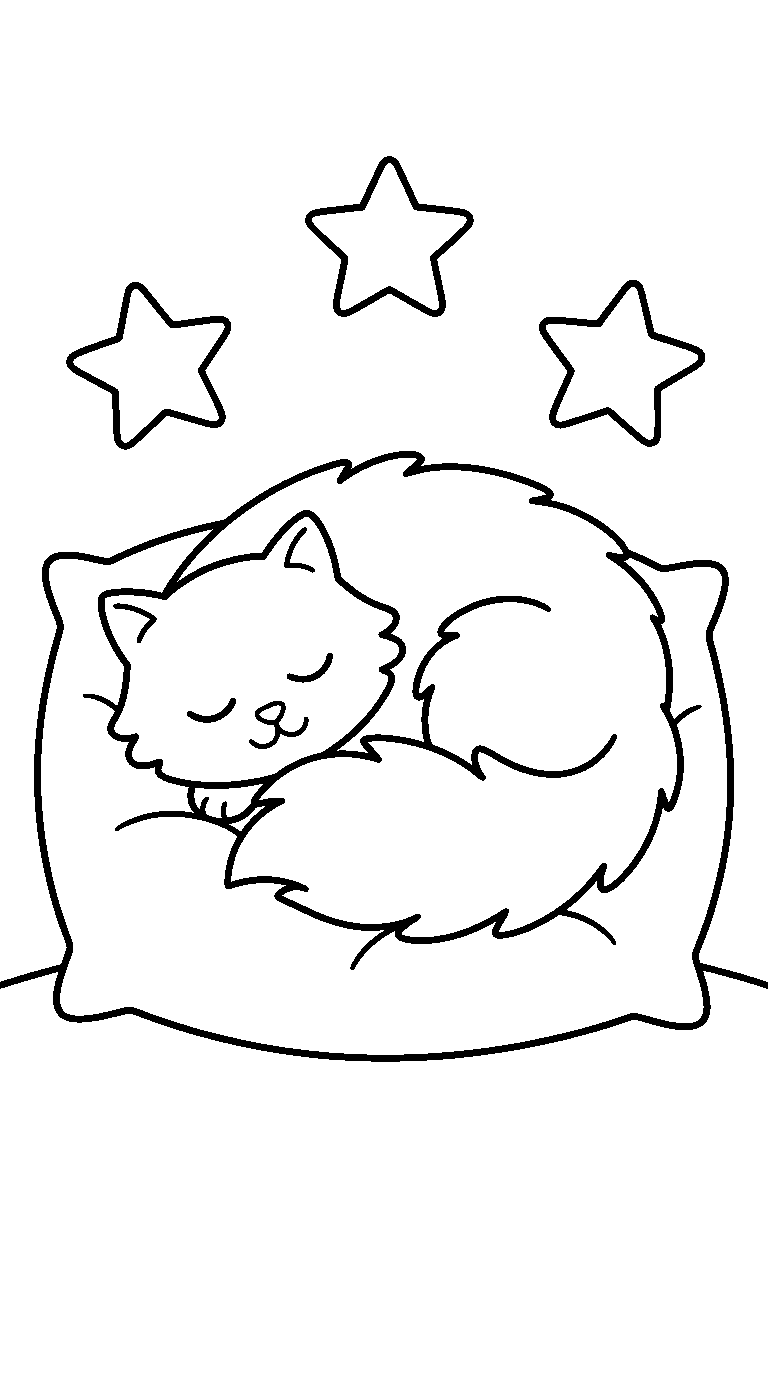 kleurplaat kat — lekker slapen