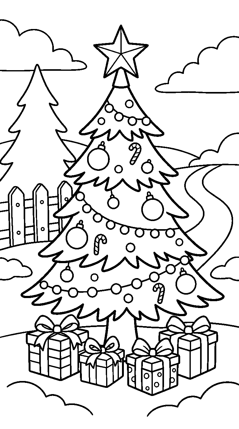kleurplaat kerst — buiten
