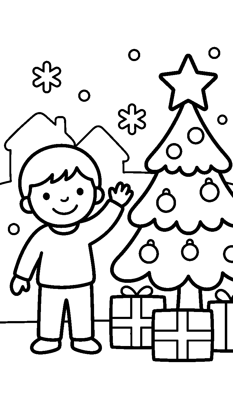 kleurplaat kerst — met een kind erbij