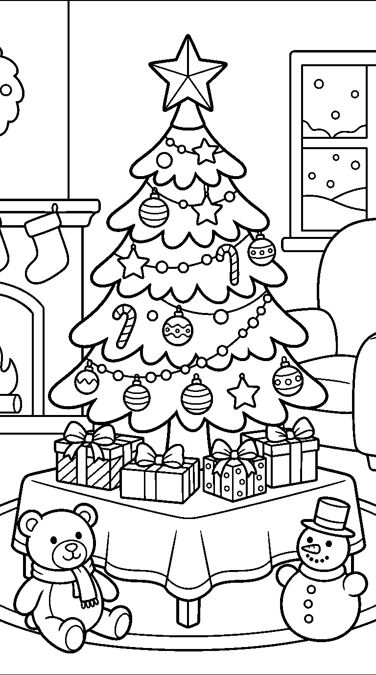 kleurplaat kerst — op tafel