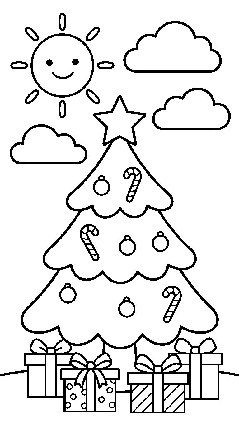 kleurplaat kerst — onder de zon