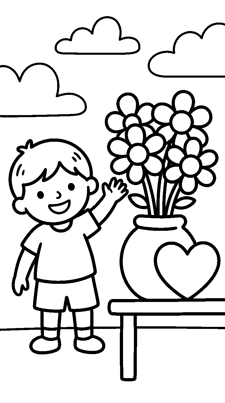 kleurplaat moederdag — met een kind erbij