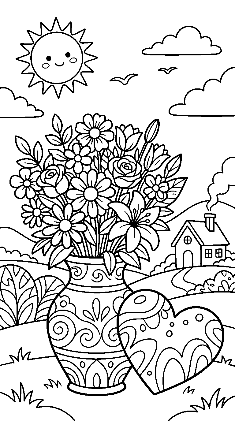 kleurplaat moederdag — in het landschap