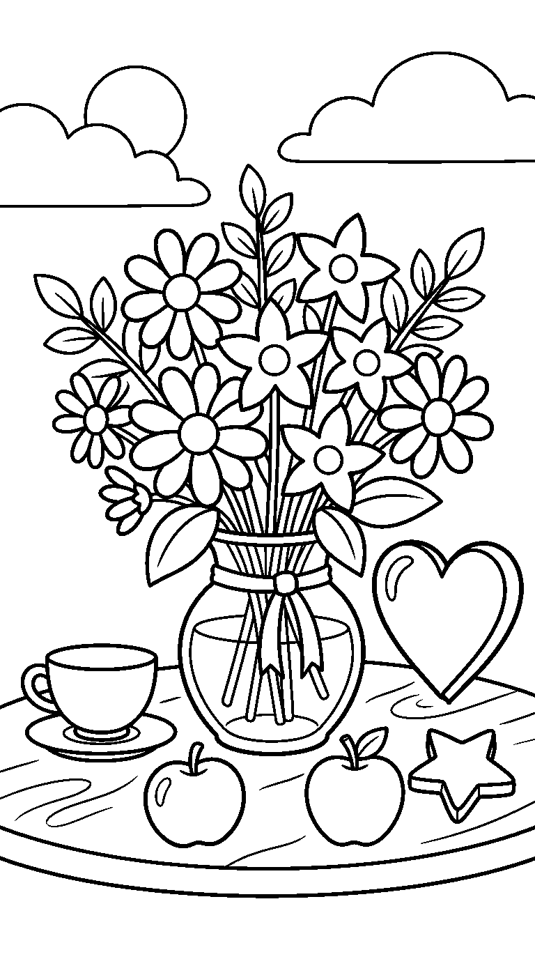kleurplaat moederdag — op tafel