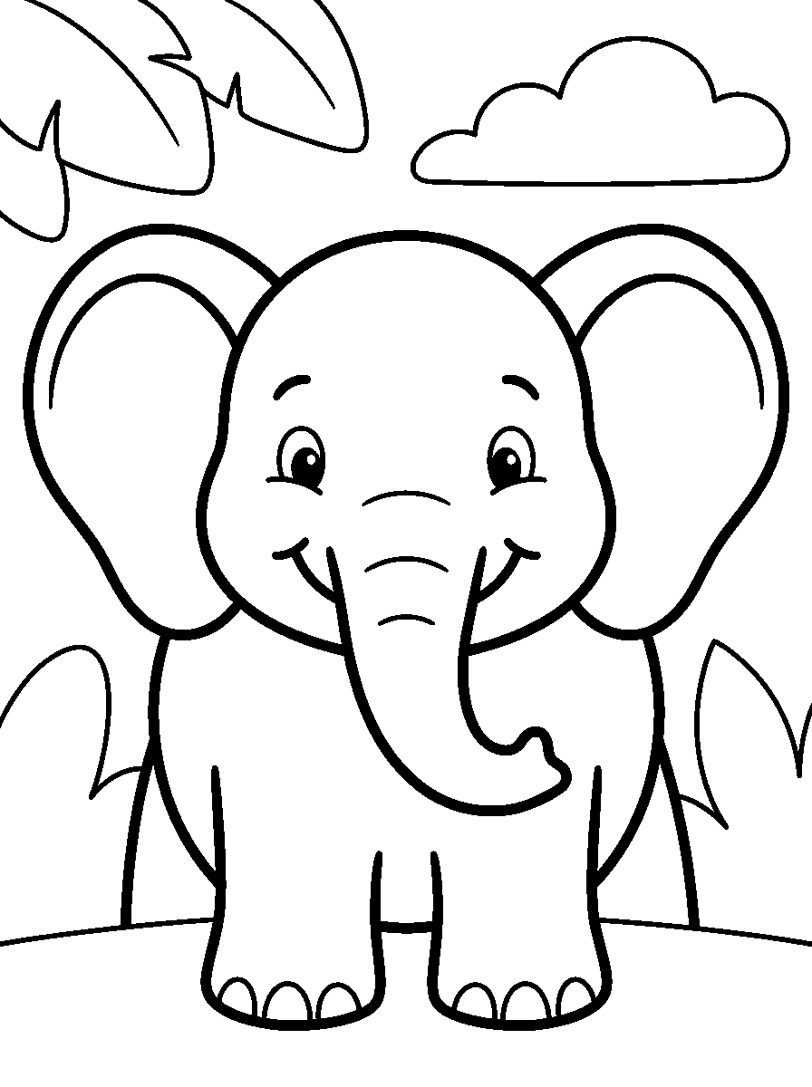 kleurplaat olifant — groot portret