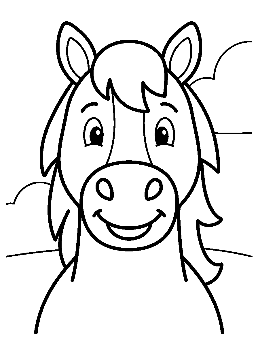 kleurplaat paard — groot portret