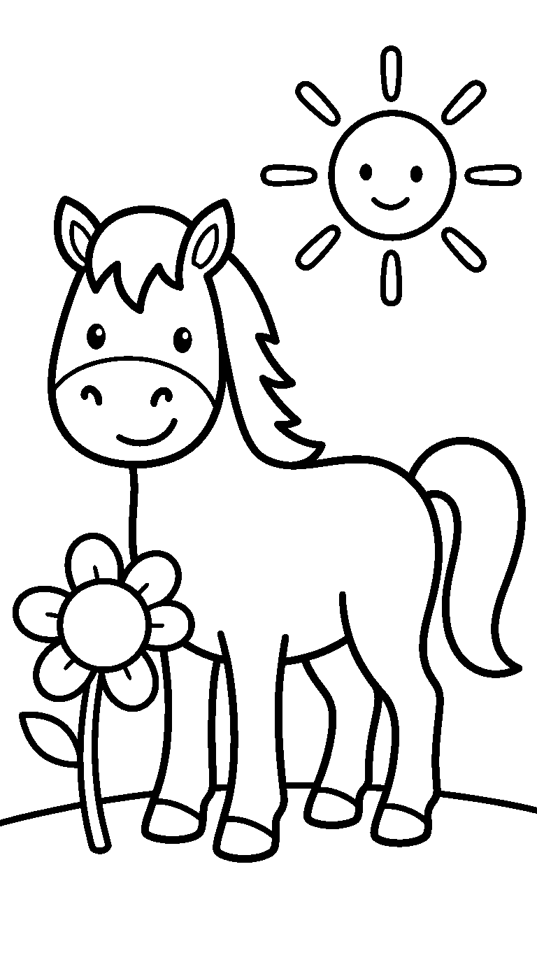 kleurplaat paard — in de tuin