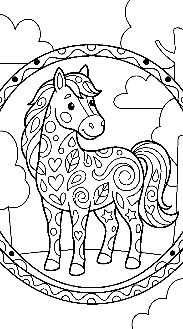 kleurplaat paard — met versiering