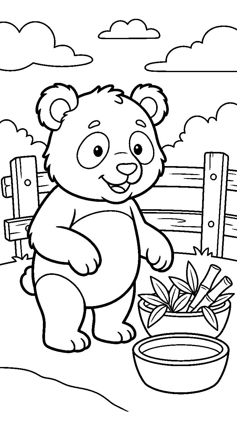 kleurplaat panda — bij het bakje