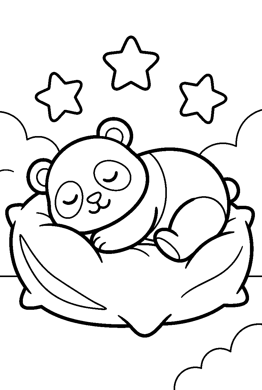 kleurplaat panda — lekker slapen