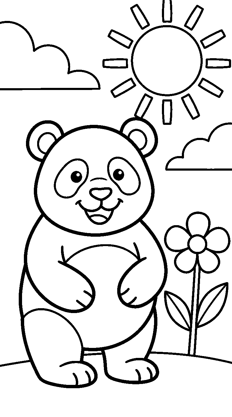 kleurplaat panda — in de tuin