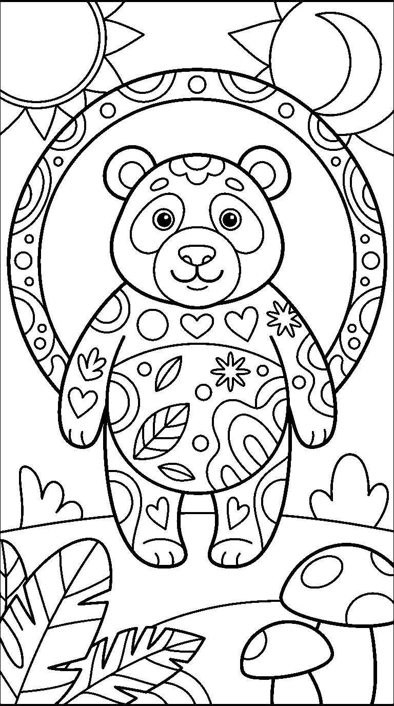 kleurplaat panda — met versiering