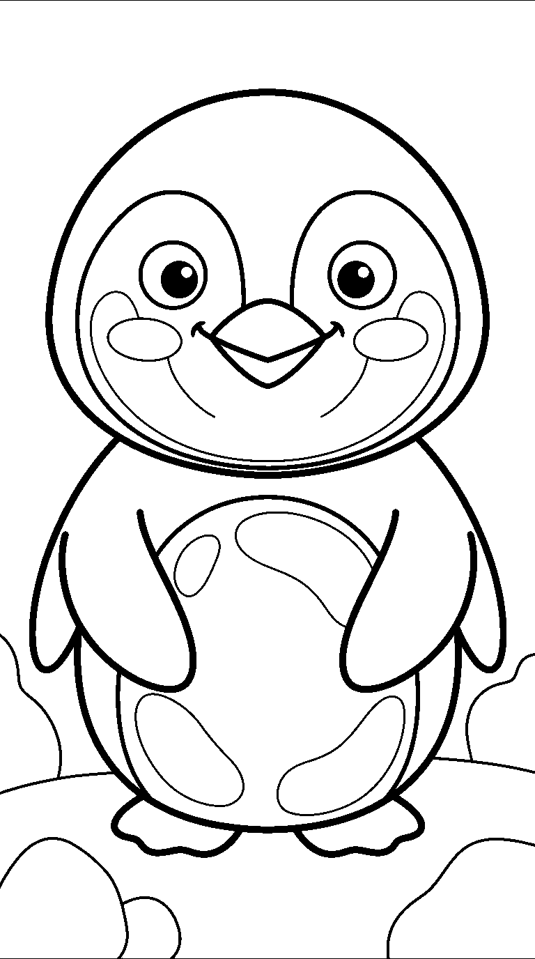 kleurplaat pinguïn — groot portret