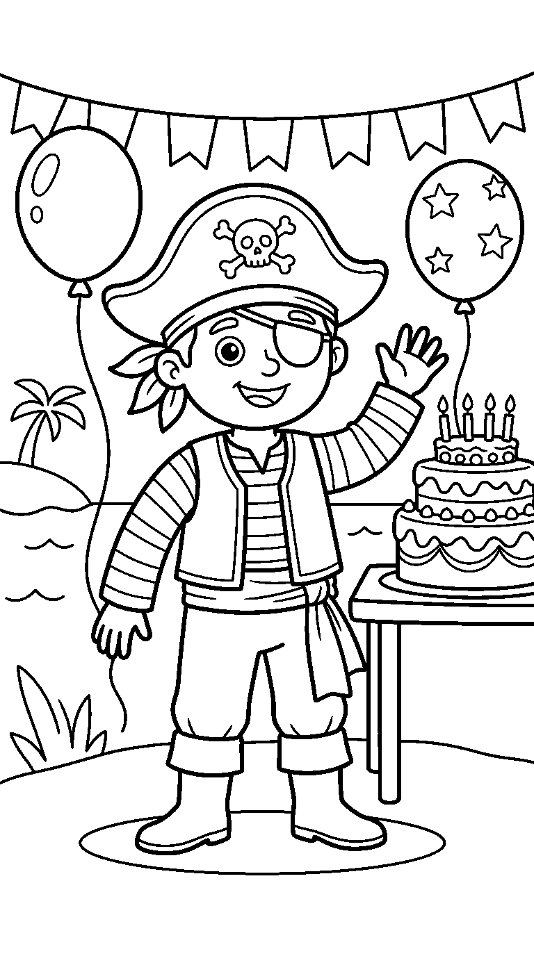 kleurplaat piraat — op het feest