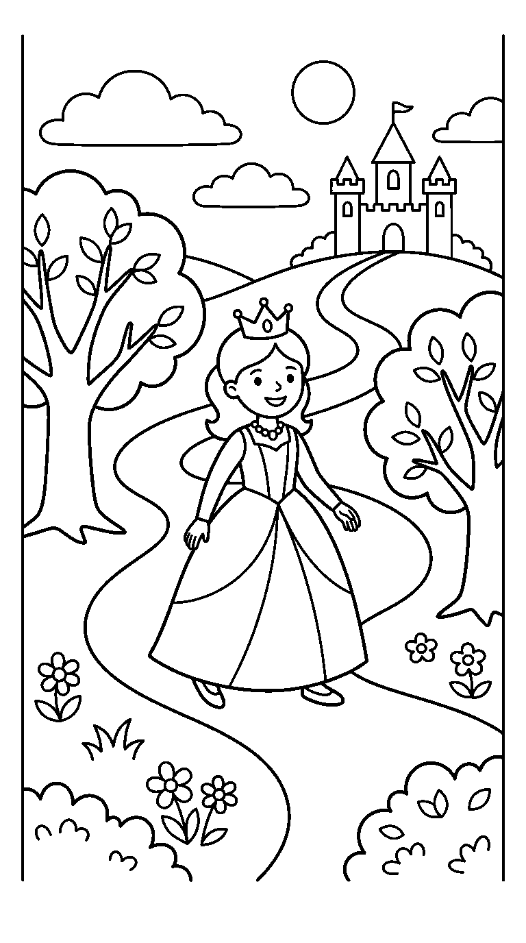 kleurplaat prinses — op avontuur