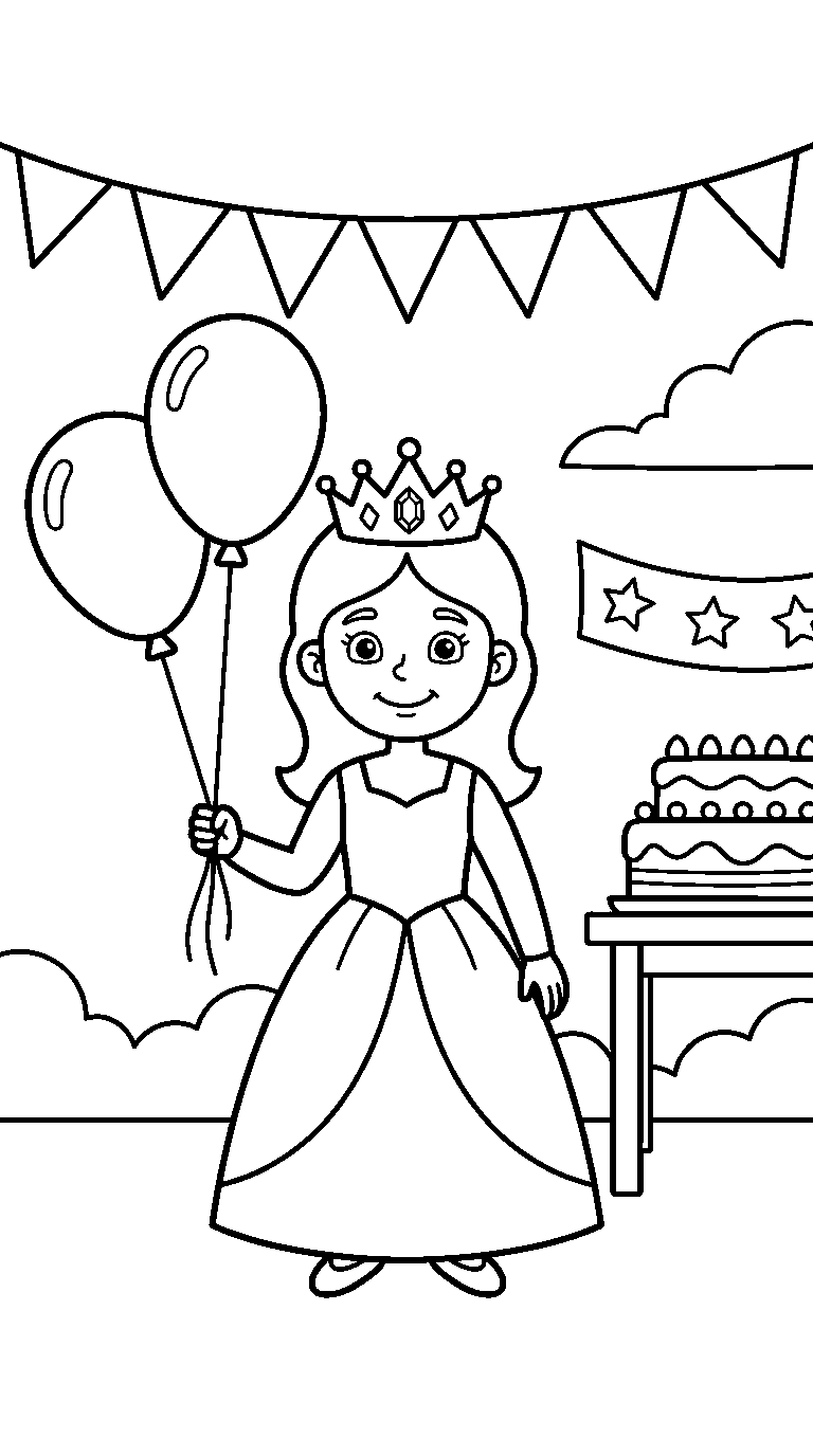 kleurplaat prinses — op het feest