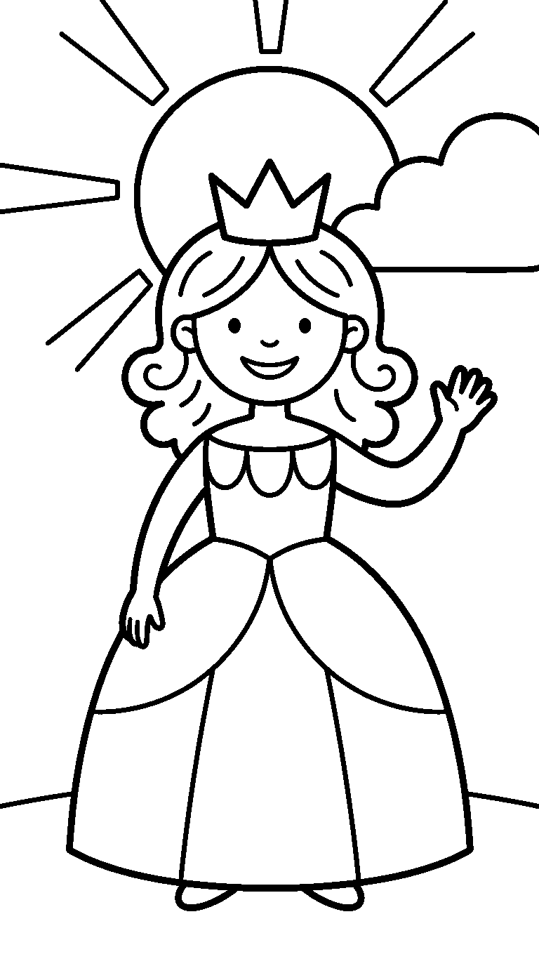 kleurplaat prinses — zwaaiend
