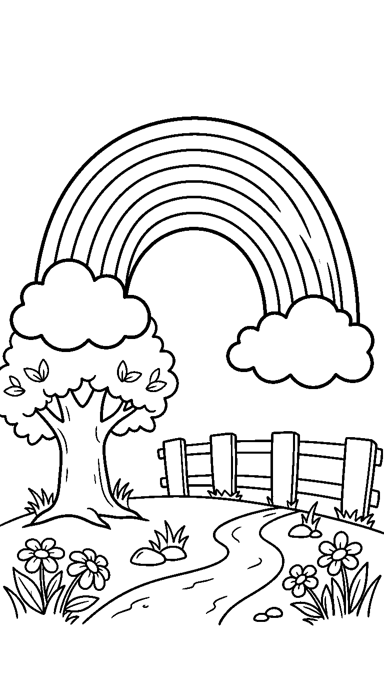kleurplaat regenboog — buiten
