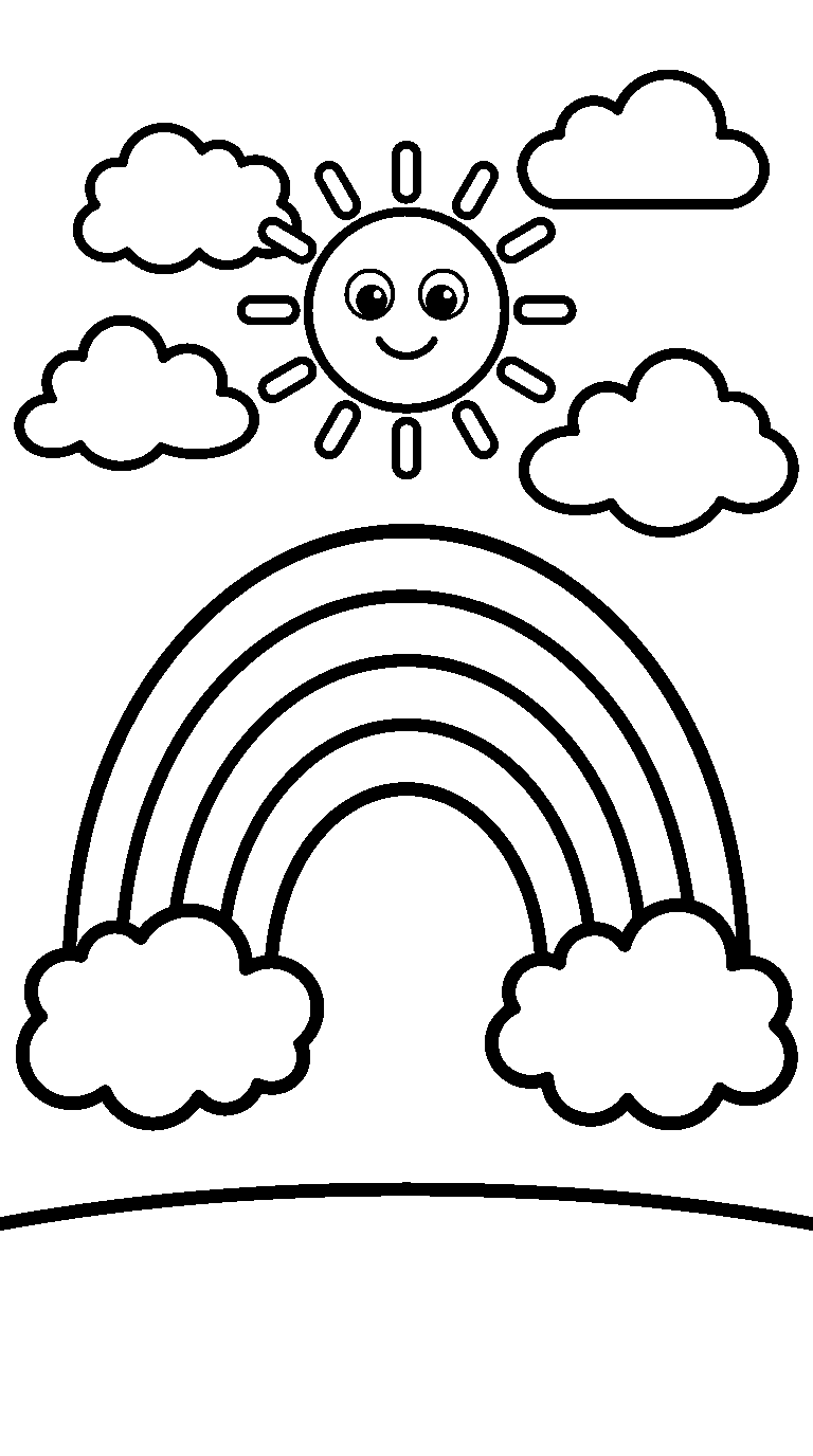 kleurplaat regenboog — onder de zon