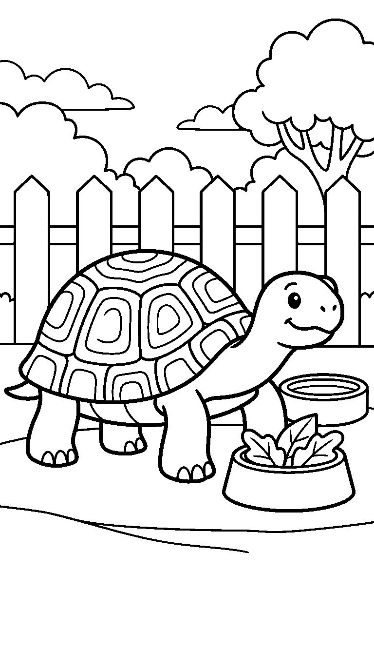 kleurplaat schildpad — bij het bakje