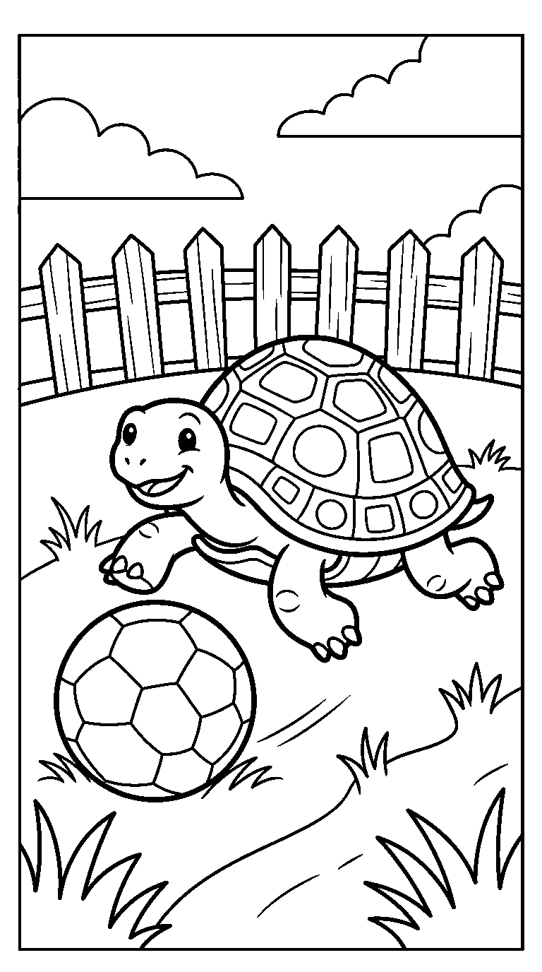 kleurplaat schildpad — met een bal