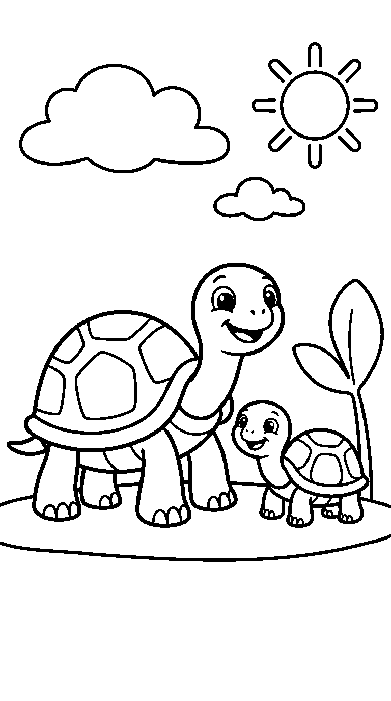 kleurplaat schildpad — met een jong