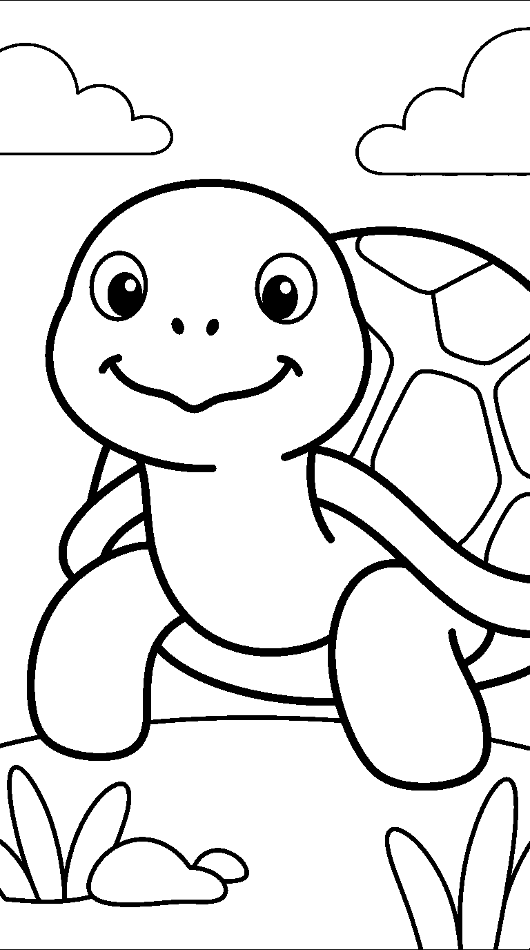 kleurplaat schildpad — groot portret
