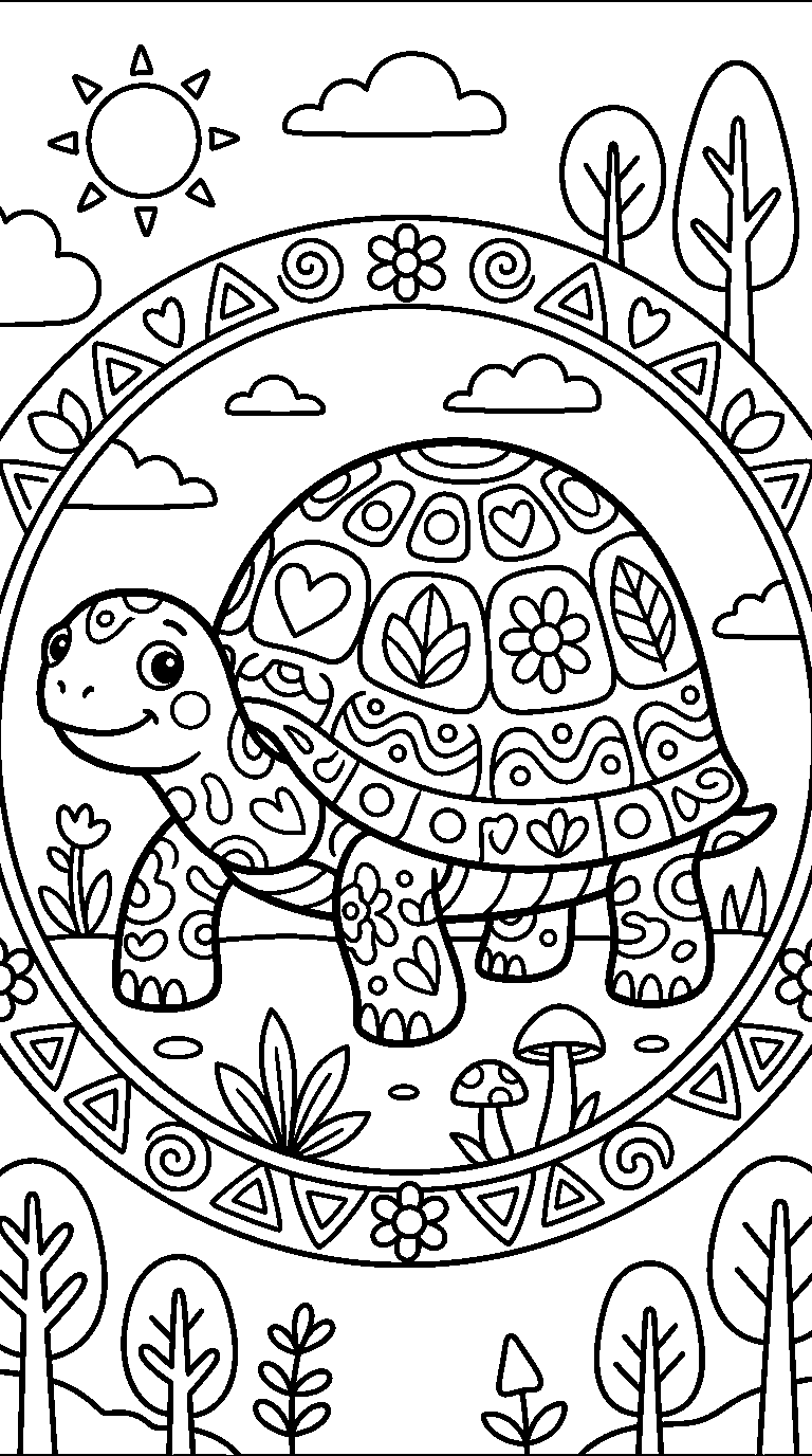 kleurplaat schildpad — met versiering