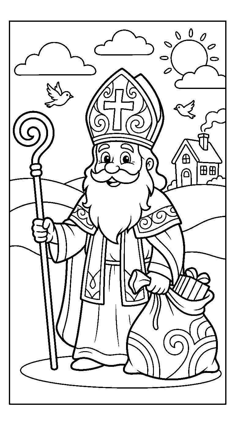 kleurplaat sinterklaas — in het landschap