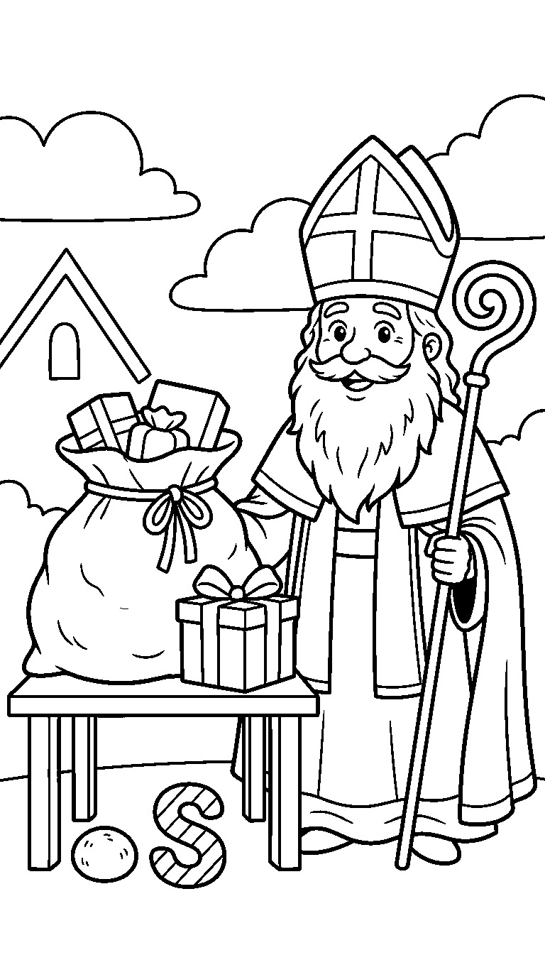 kleurplaat sinterklaas — op tafel