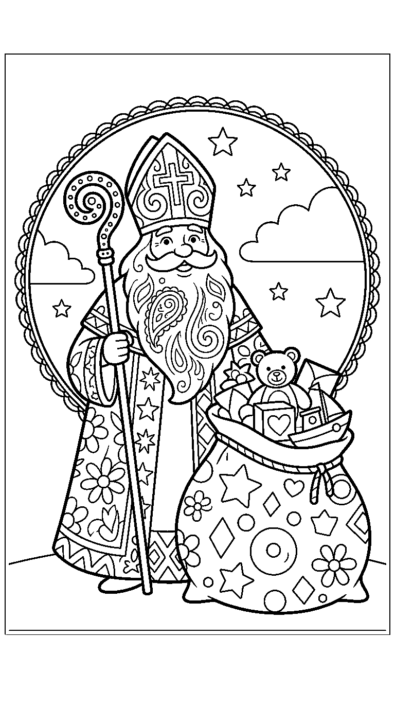 kleurplaat sinterklaas — met versiering
