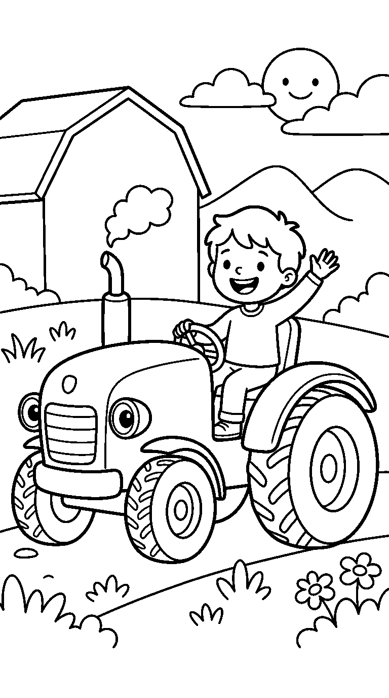 kleurplaat tractor — met bestuurder