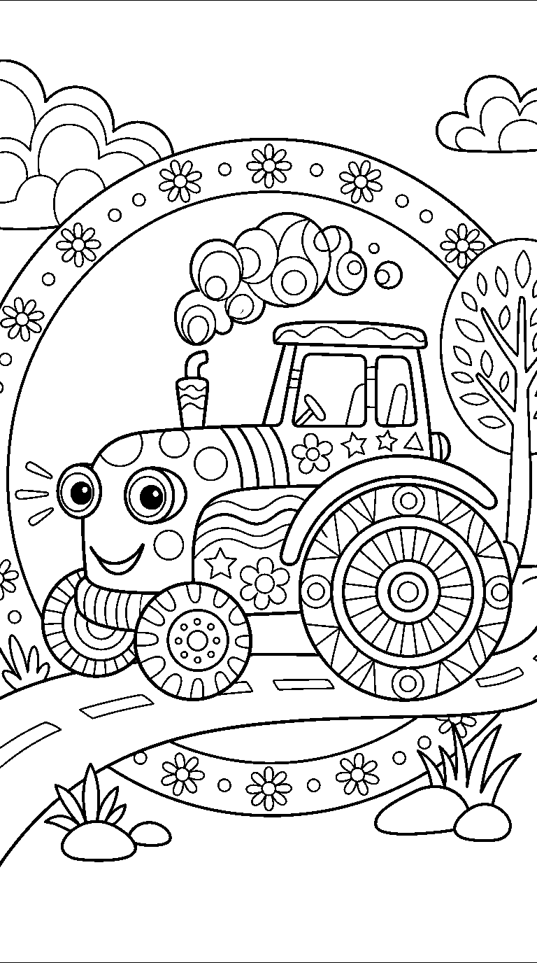 kleurplaat tractor — met versiering